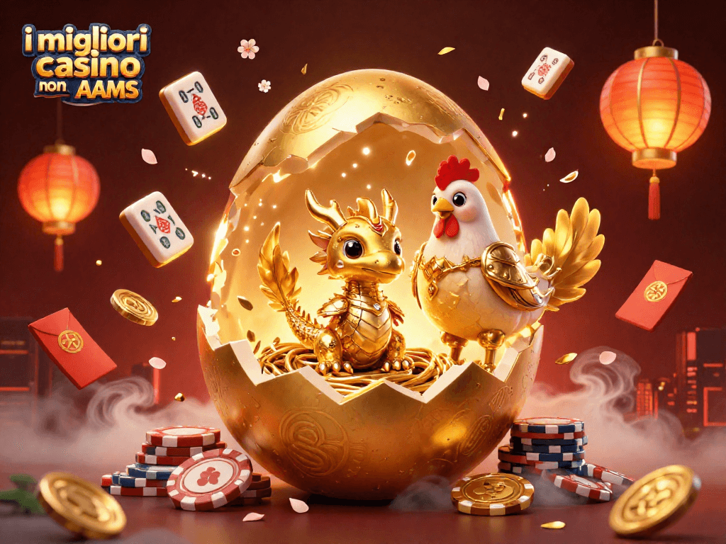 Scopri i migliori casino non AAMS con un drago d'oro e fiches da poker in un'illustrazione 3D affascinante.