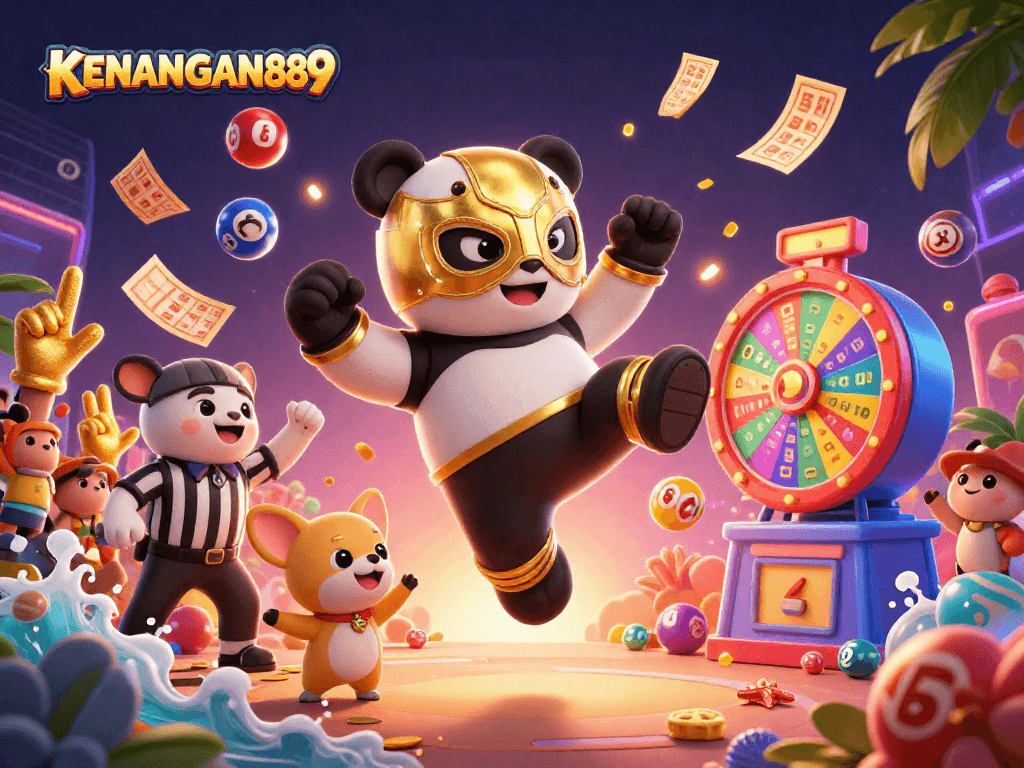 Join the exciting action at KENANGAN889 with a vibrant 3D illustration capturing thrilling gambling moments.