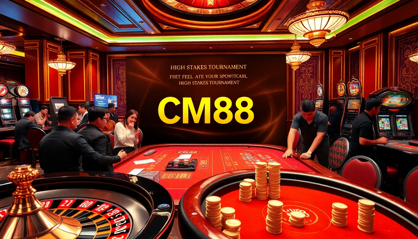 Experience the thrill of gaming at CM88 with vibrant casino tables and players in action.