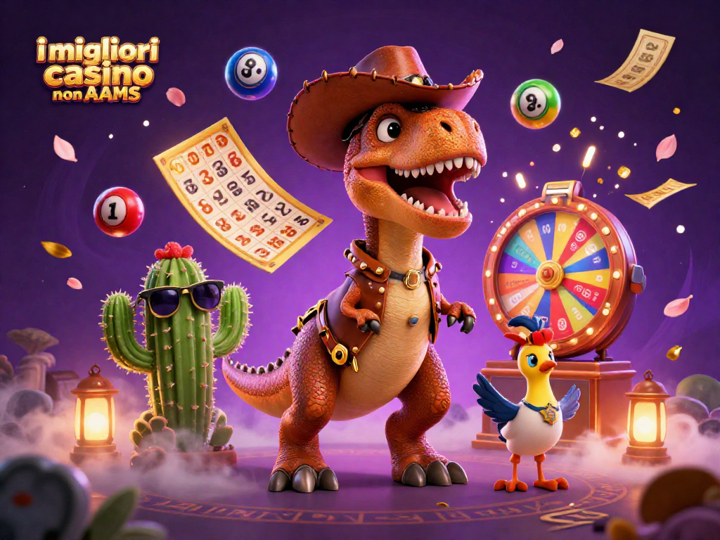 i migliori casino non AAMS con caratteri in stile cartone animato e elementi di gioco entusiasti