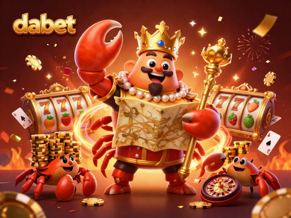 Experience thrilling slots and table games in vibrant dabet casino illustration with dynamic elements.