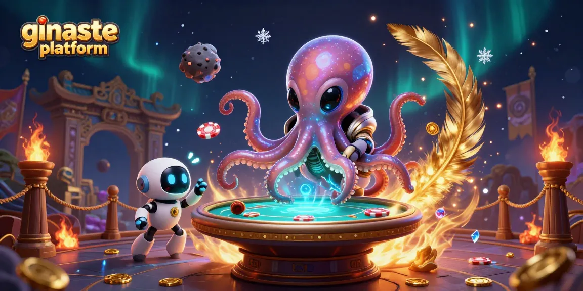 Experience thrilling action at the ginaste platform with a vibrant 3D alien casino illustration.