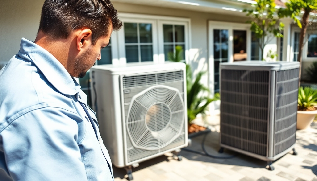 Get reliable AC Repair Tampa from a skilled technician working efficiently in a sunny residential setting.