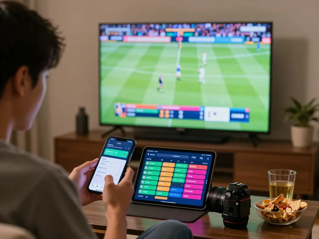 Engaging betting action at home with lu88. com app on tablet, viewer focusing on live sports odds.
