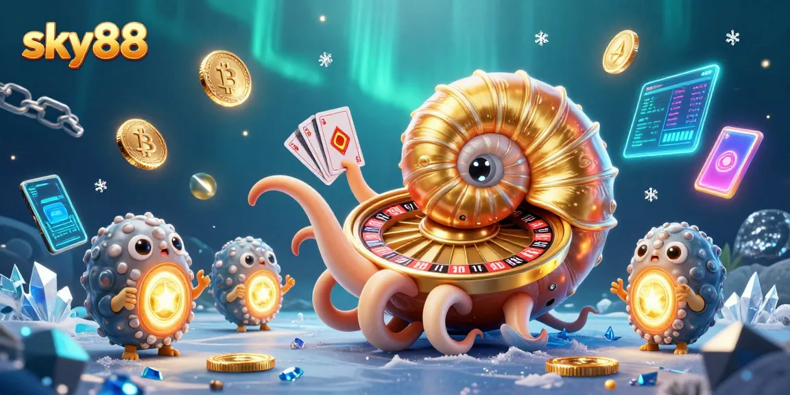 Engage in thrilling gaming action at sky88 with a lively underwater casino illustration.