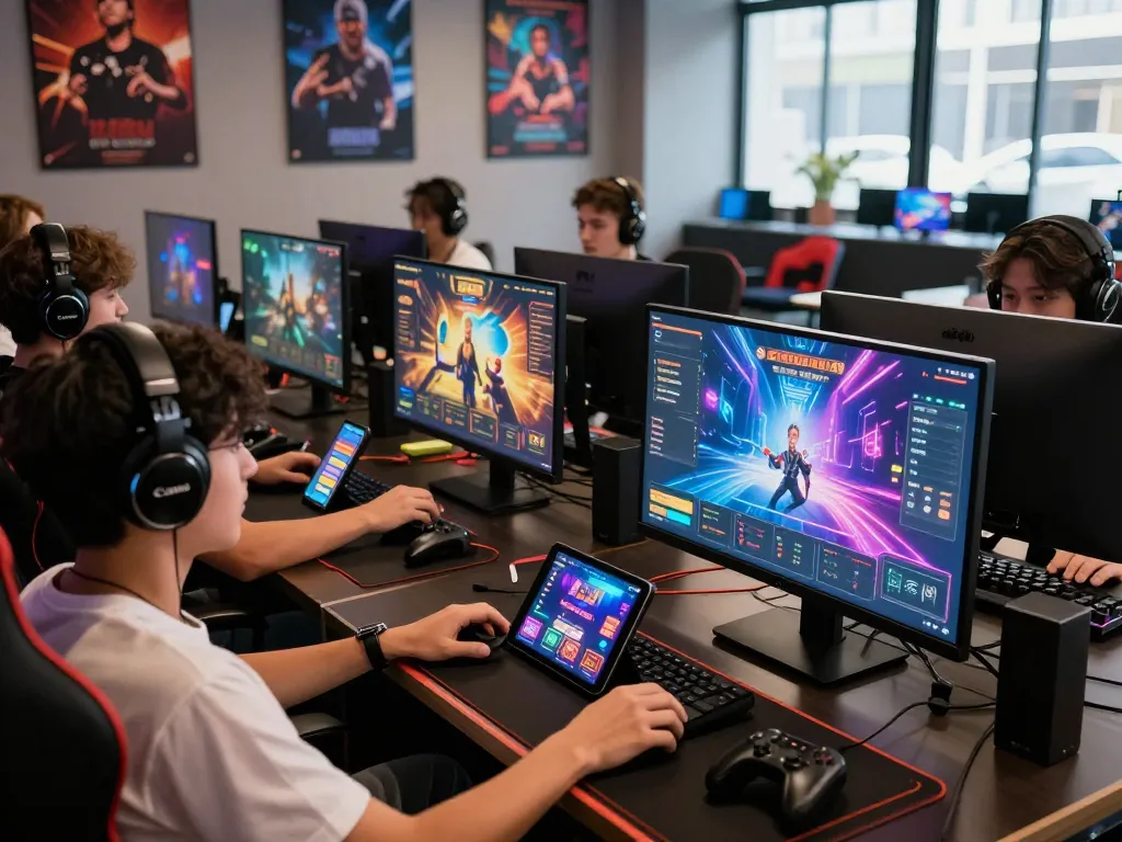 Engaged players enjoying SC88 COM gaming experience with vibrant visuals and modern setup.