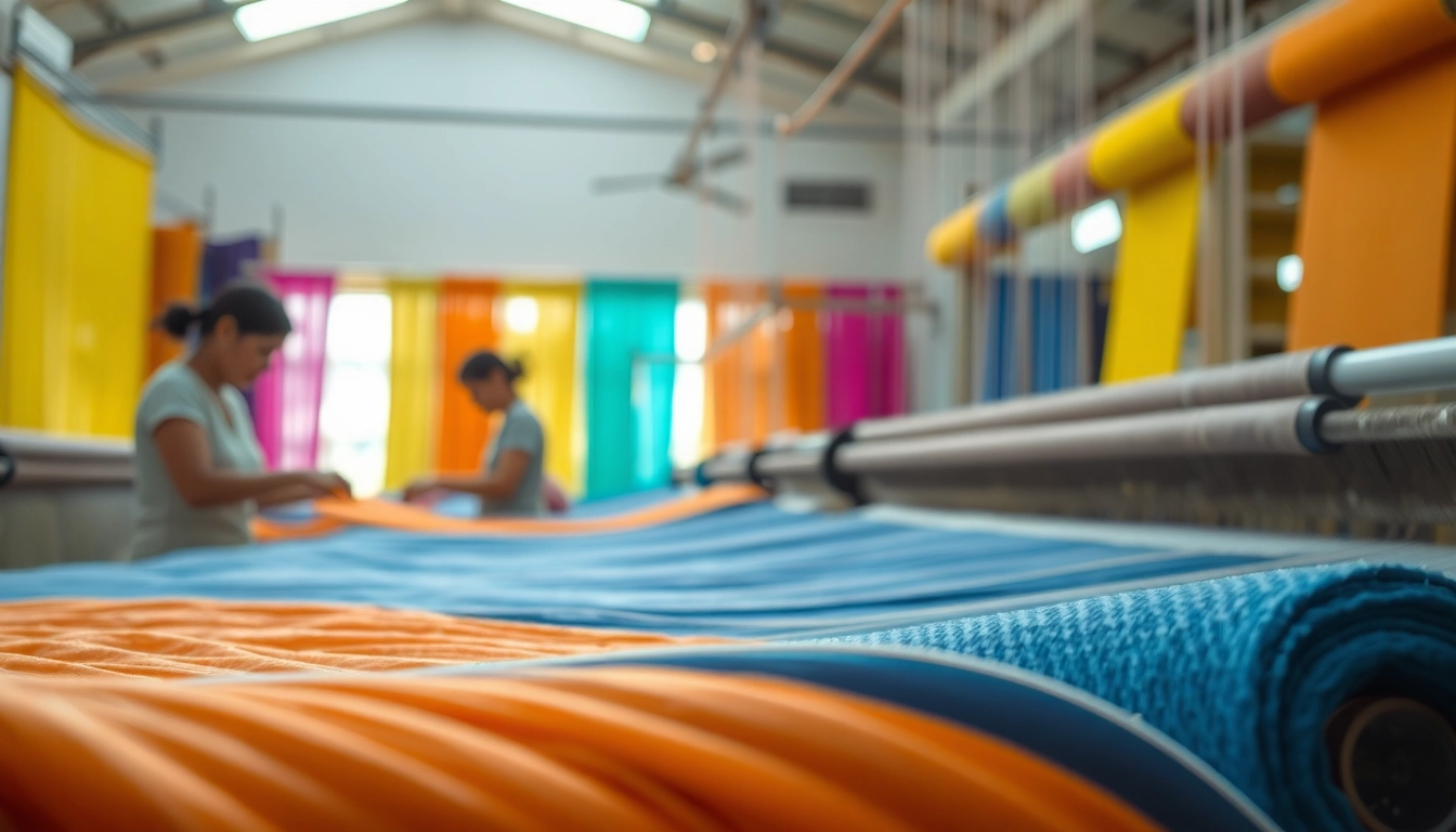 Viscose garens worden gecombineerd door vakmanschap in een stoffenatelier.