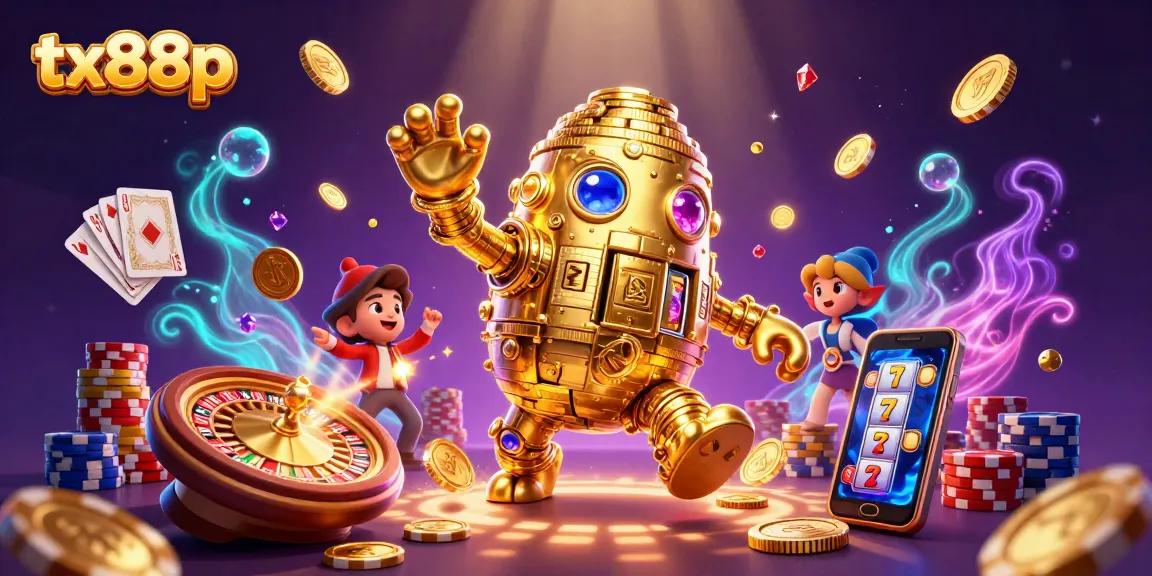 Engage with thrilling gameplay at tx88p featuring stacked golden golem and vibrant casino elements.