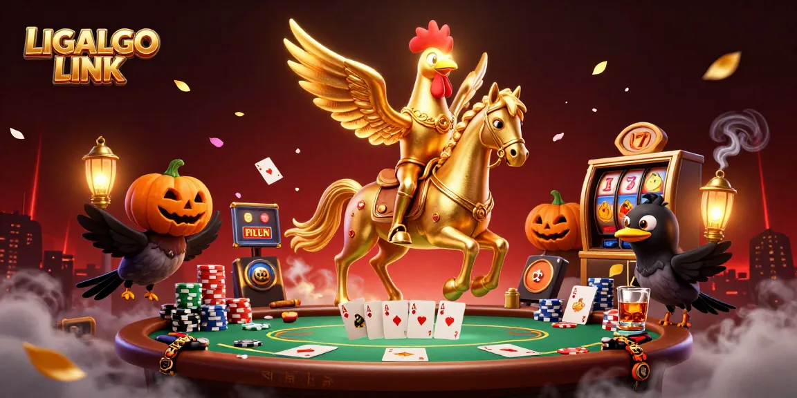 Experience thrilling gaming with LIGALGO LINK, witnessing a golden rooster in an immersive casino scene.