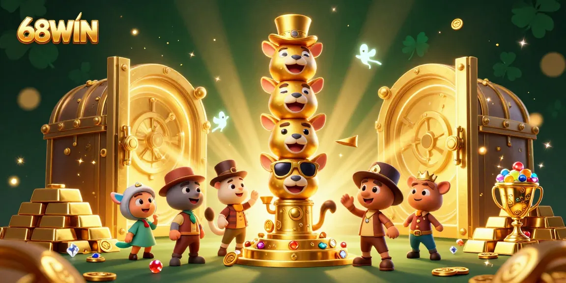 Experience thrilling gaming at 68WIN with vibrant casino elements bursting with treasures.
