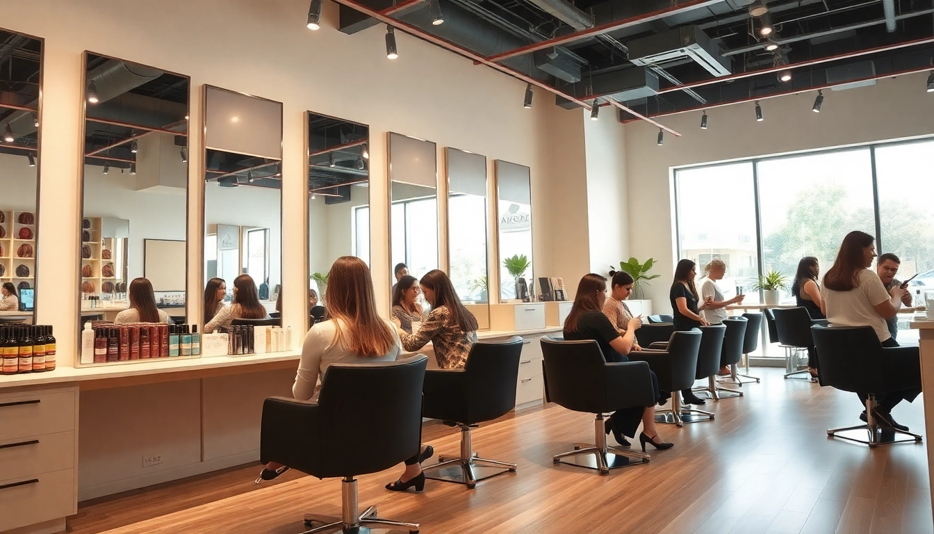 Modern hair salon in San Diego, showcasing vibrant colors and a welcoming atmosphere for hair services.