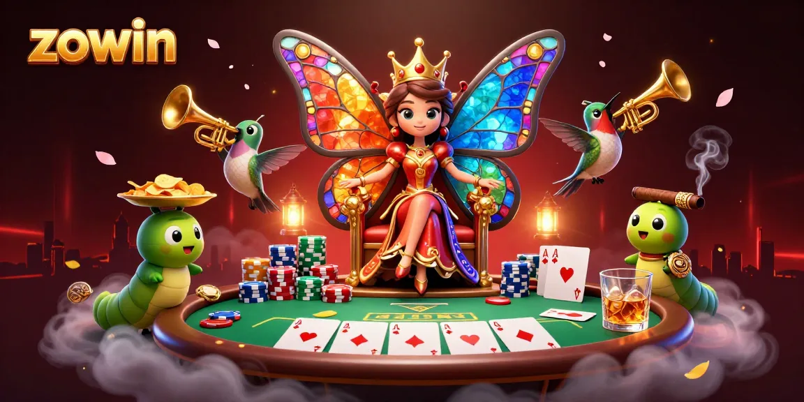Experience elegant play with zowin as the butterfly queen presides over a vibrant poker scene.