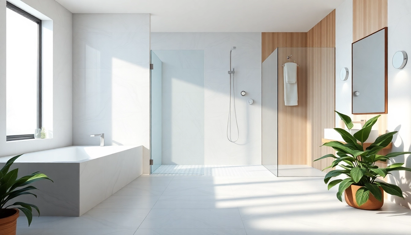 Discover exquisite elegant showers in a beautiful modern bathroom with luxurious features and serene lighting.