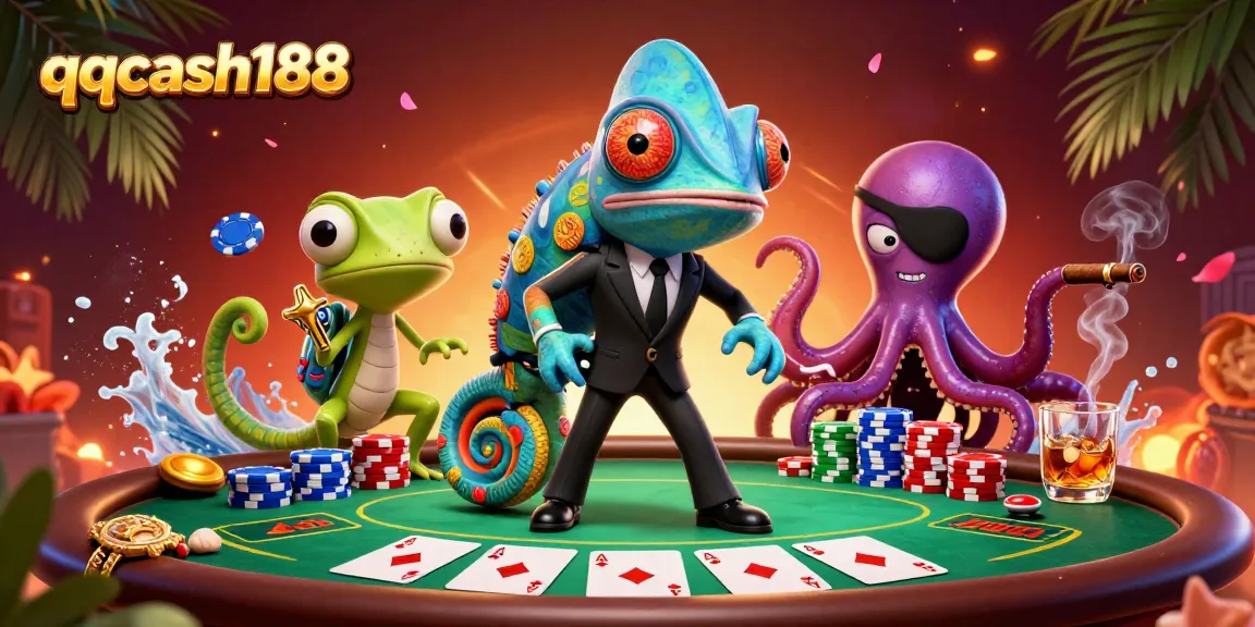 Experience thrilling poker action with the vibrant characters of qqcash188 at their spectacular gaming table.