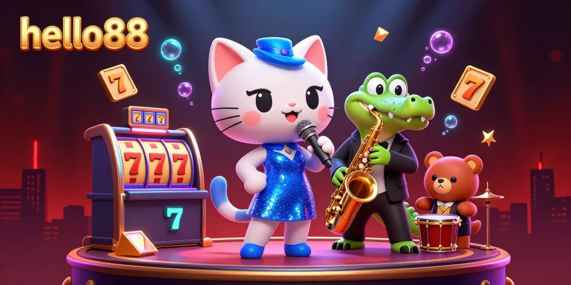 Engage with hello88's vibrant casino scene featuring lively characters and dynamic gaming elements.