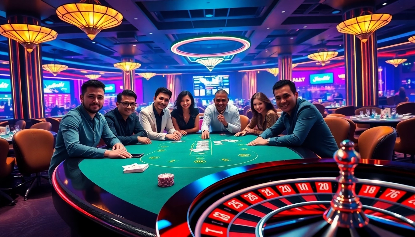 Experience the thrill of live betting at https://bj88daga.dev/ with vibrant casino visuals of poker and roulette.