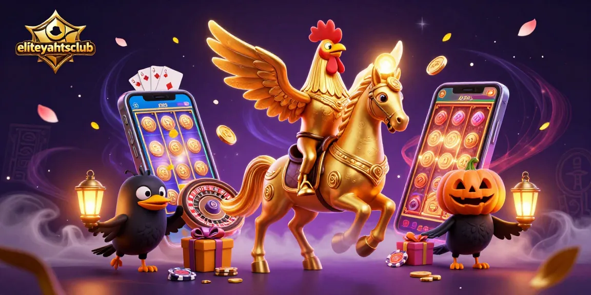 Engage with eliteyachtsclub at the vibrant casino adventure with a golden rooster and exciting games.