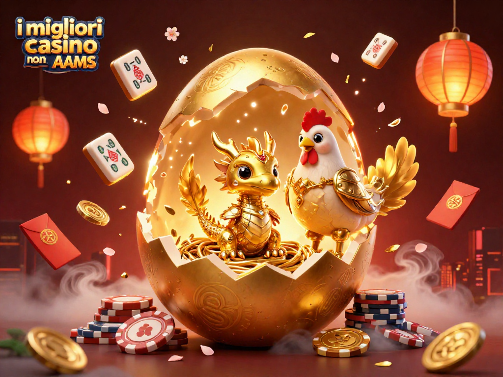 Scopri i migliori casino non AAMS con un drago d'oro e fiches da poker in un'illustrazione 3D affascinante.