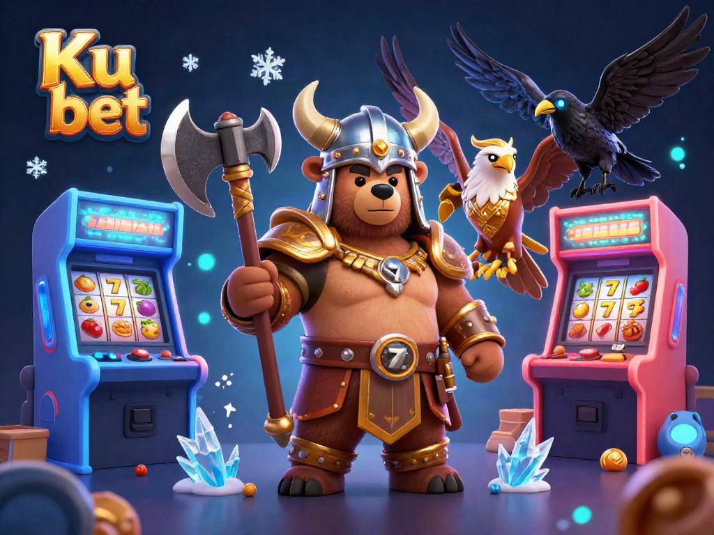 Engage in thrilling slots action at Ku bet with vibrant characters and glowing game elements.