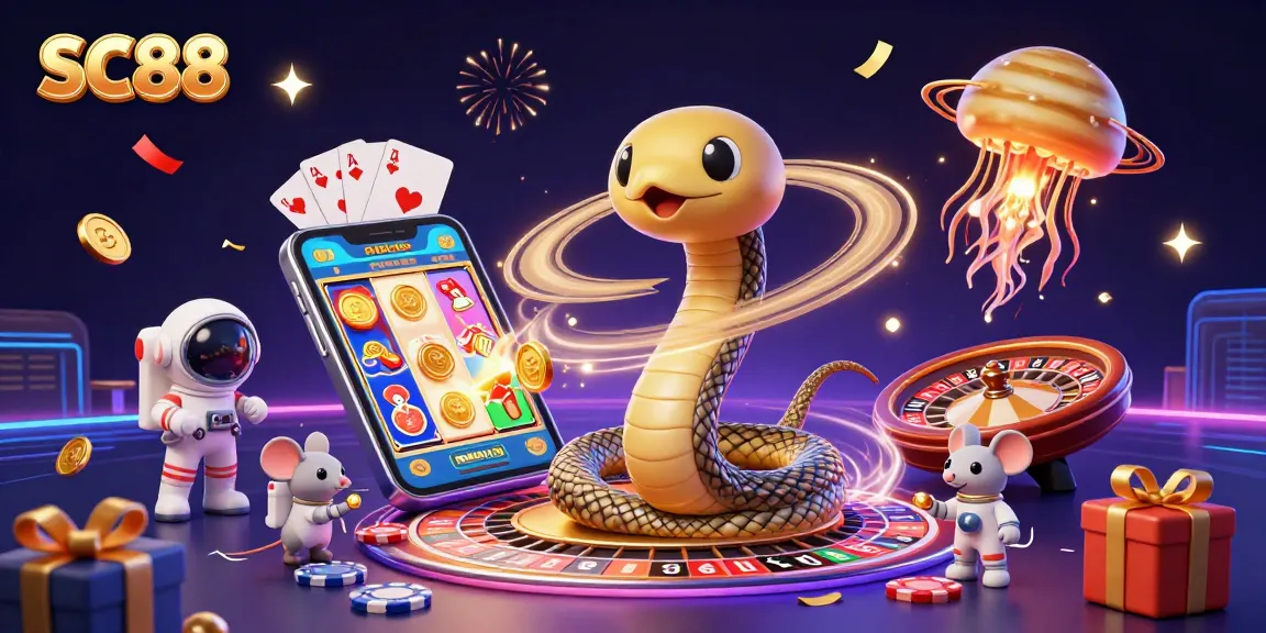 Bet on SC88 with tiny astronaut mice using roulette while celebrating with confetti and fireworks.
