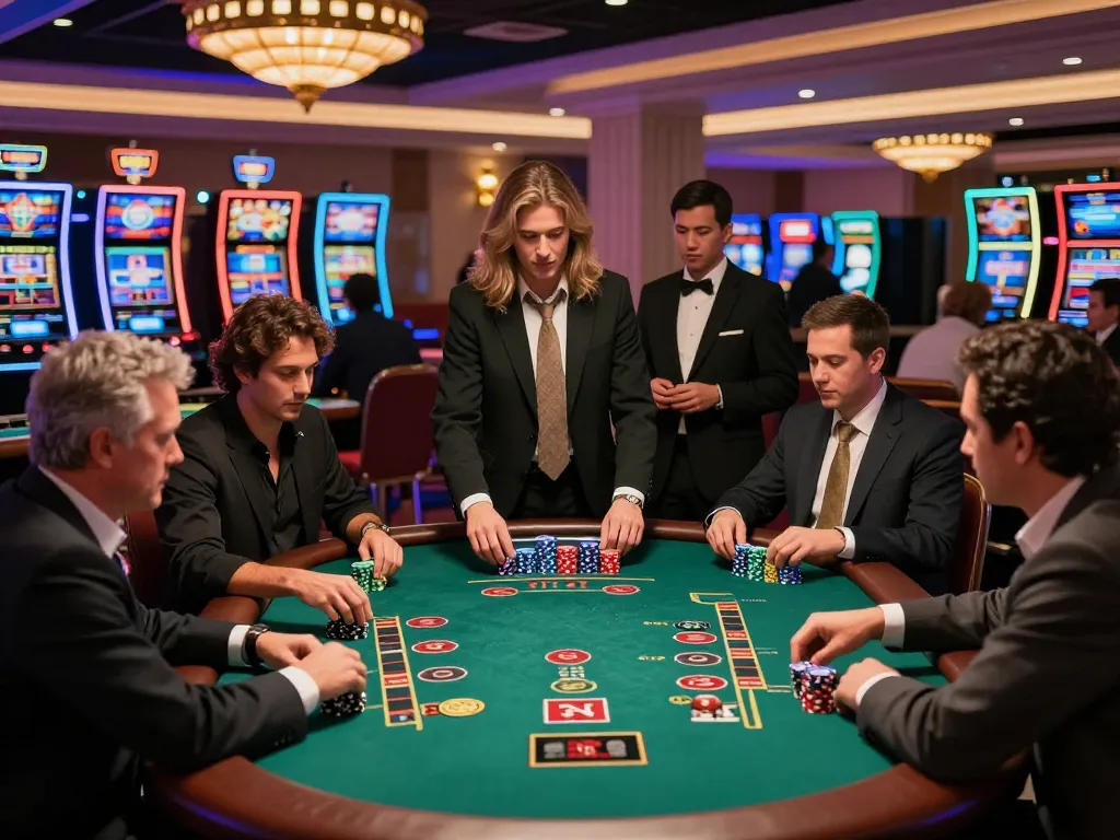 Players engage in strategic blackjack gameplay at 789wincom casino, excitement reflected in their expressions.