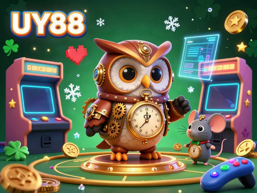 Join the fun at UY88 with a whimsical steampunk scene featuring gaming adventures.