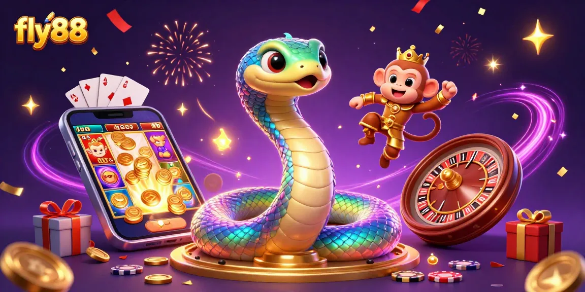 Experience thrilling gaming action in fly88 with vibrant characters, slot games, and fun casino elements.