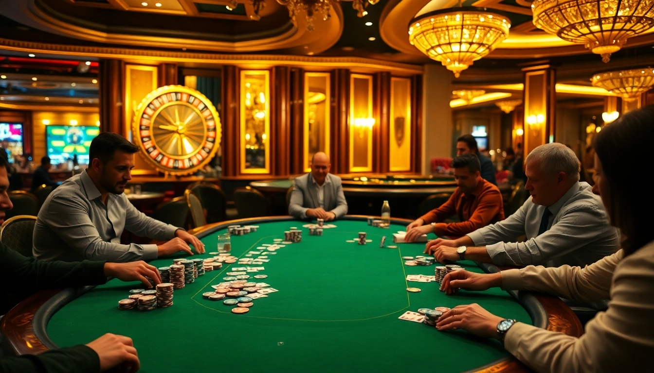 Exciting game action at SV368's high-stakes poker table with colorful chips and cards.