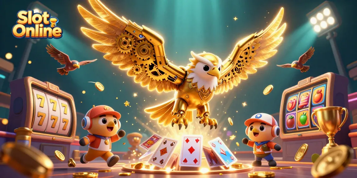 Engage with Slot Online as the golden eagle descends through dynamic game elements, promising high-stakes excitement.