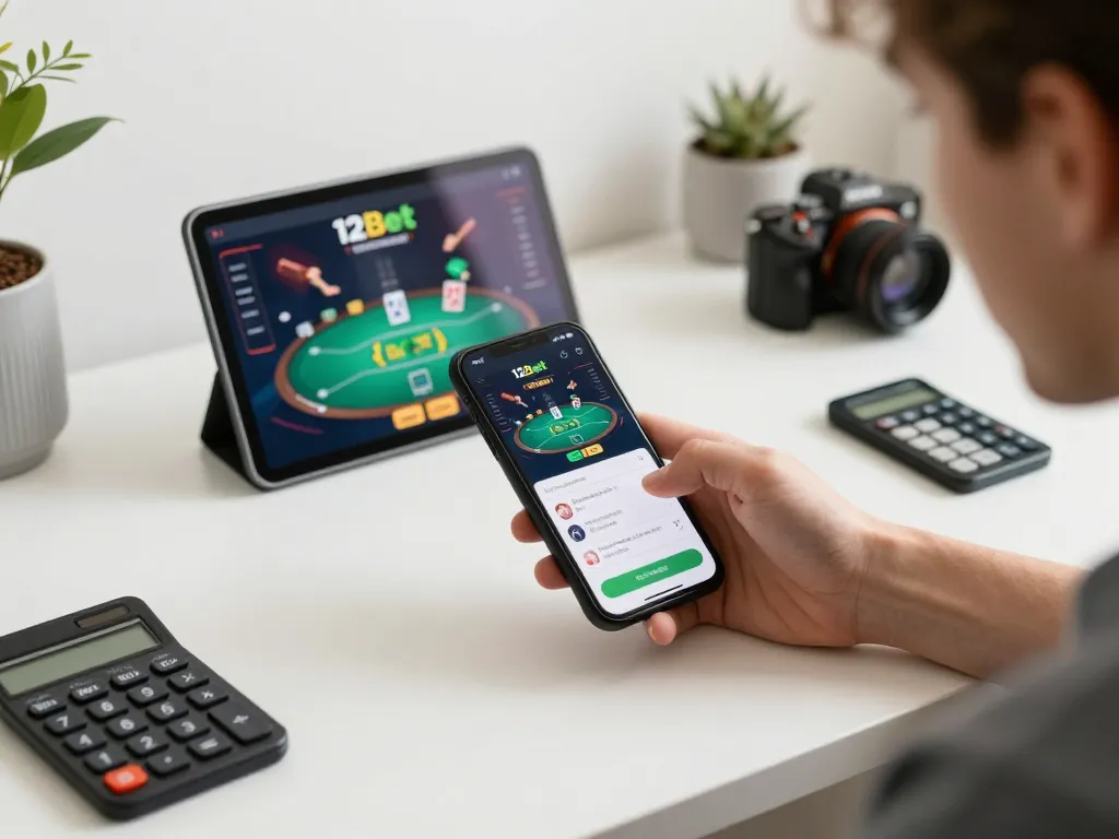 Tương tác với ứng dụng 12bet để cá cược có trách nhiệm, trình bày chức năng Liên kết 12bet trên thiết bị di động trong một không gian làm việc hiện đại.