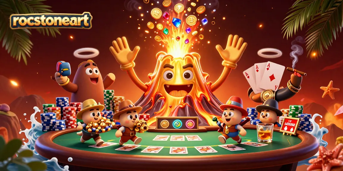 Activate your luck with rocstoneart's vibrant casino adventure showcasing treasure and gaming excitement!