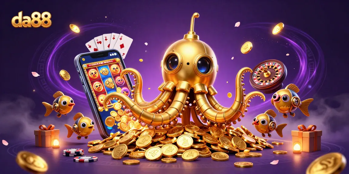 Play thrilling slot games with da88's immersive 3D golden kraken and rich casino elements.