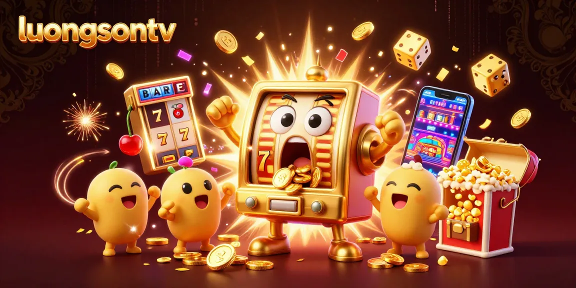 luongsontv slot machine surprises players with cascading coins and cheering, exciting casino atmosphere