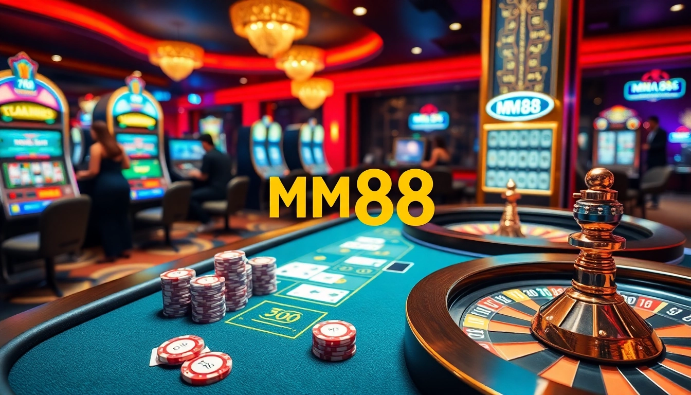 Experience the thrill of gambling at MM88 with vibrant casino action featuring poker, roulette, and lively players.