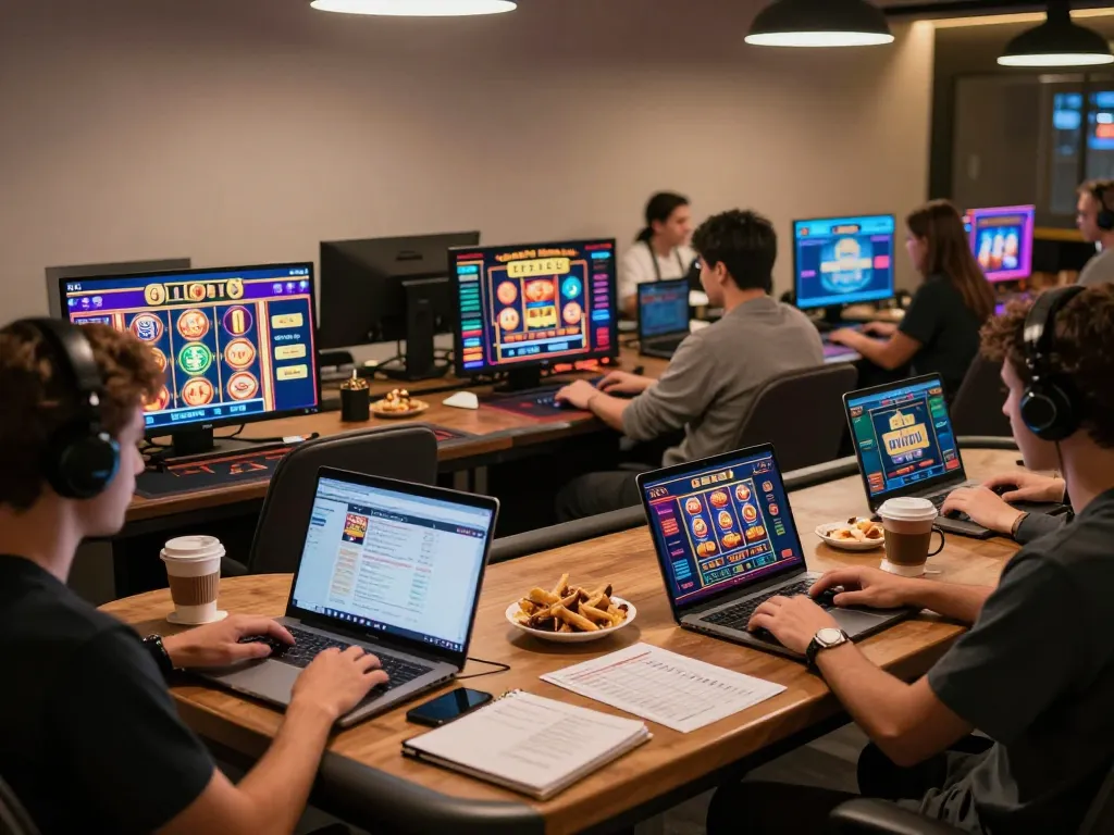 Players engaging at F8bet online casino with strategies and games, showcasing responsible gambling.