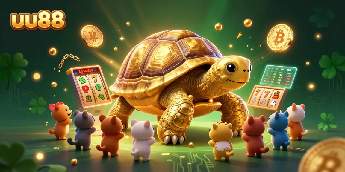 Spin winning jackpots with uu88's exhilarating 3D casino experience featuring a golden tortoise.
