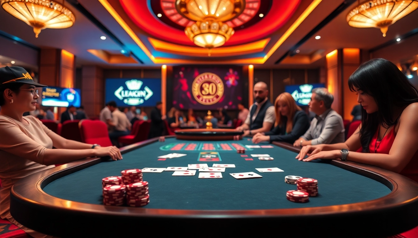 High-stakes gameplay scene at 壹發娛樂 casino showcasing an upscale poker table and vibrant atmosphere.