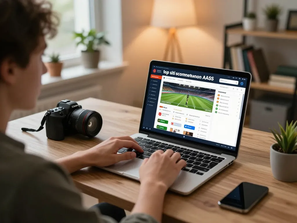 Esplorando siti scommesse non AAMS con una persona che utilizza un laptop per piazzare scommesse.