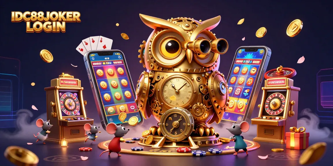 Engage with IDC88JOKER LOGIN showcasing a captivating casino scene with dynamic characters and vibrant gaming elements.