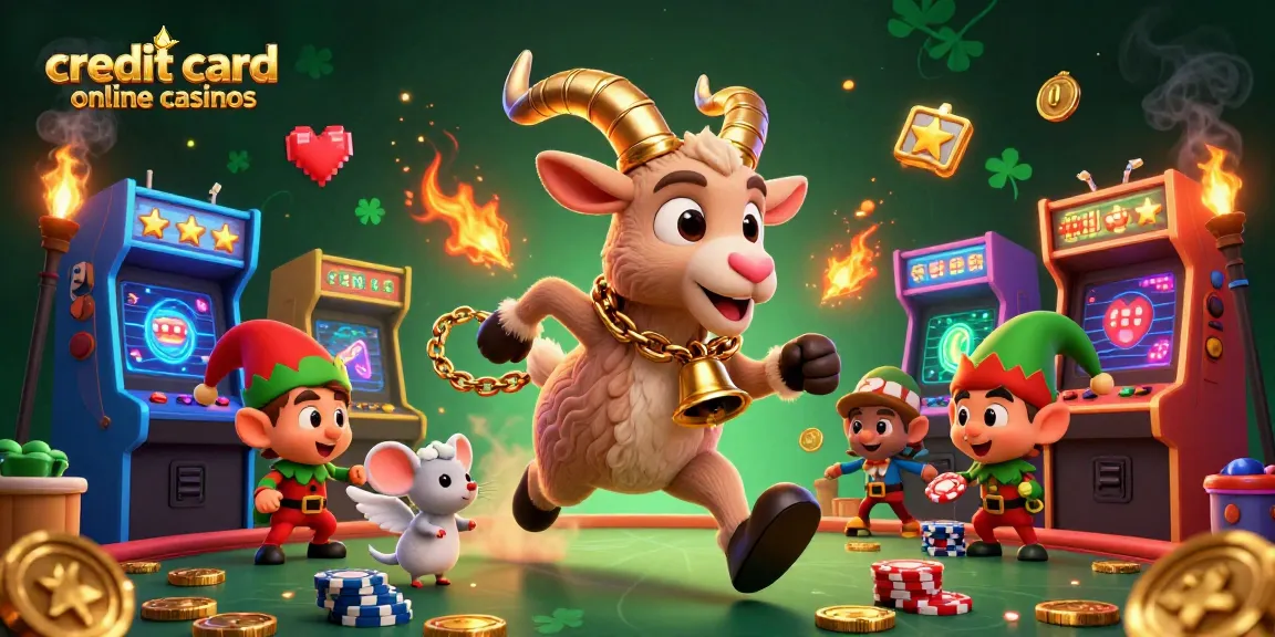 Engage with the excitement of credit card online casinos in a whimsical 3D scene featuring playful characters.