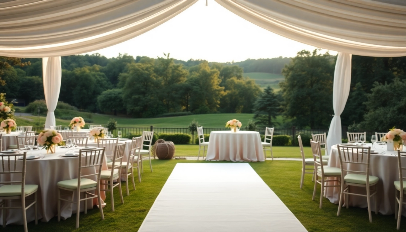 Arrange Wedding Tent Chair & Table Rentals for a serene outdoor wedding setup.