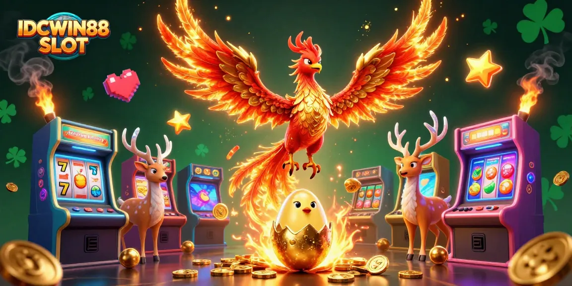 Experience exciting gameplay with IDCWIN88 SLOT in this vibrant, detailed 3D casino illustration.