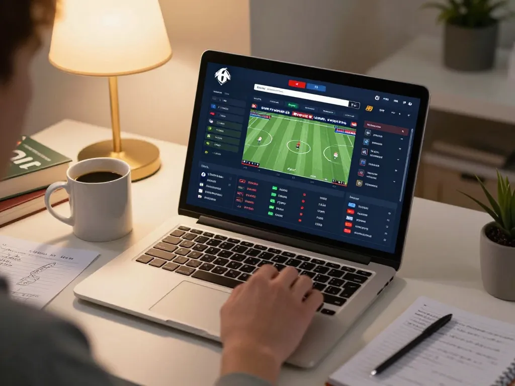 Kèo nhà cái live odds analysis on a laptop showing a dedicated sports bettor engaged in strategic gameplay.