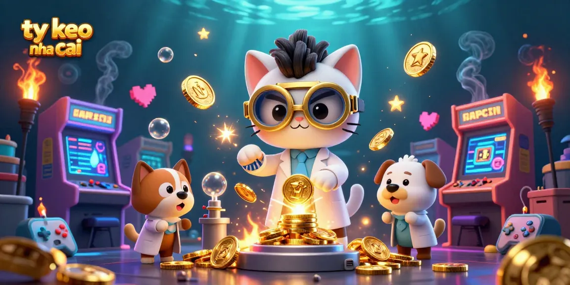 Engage with ty le keo nha cai in a vibrant 3D casino scene full of golden excitement and gaming elements.