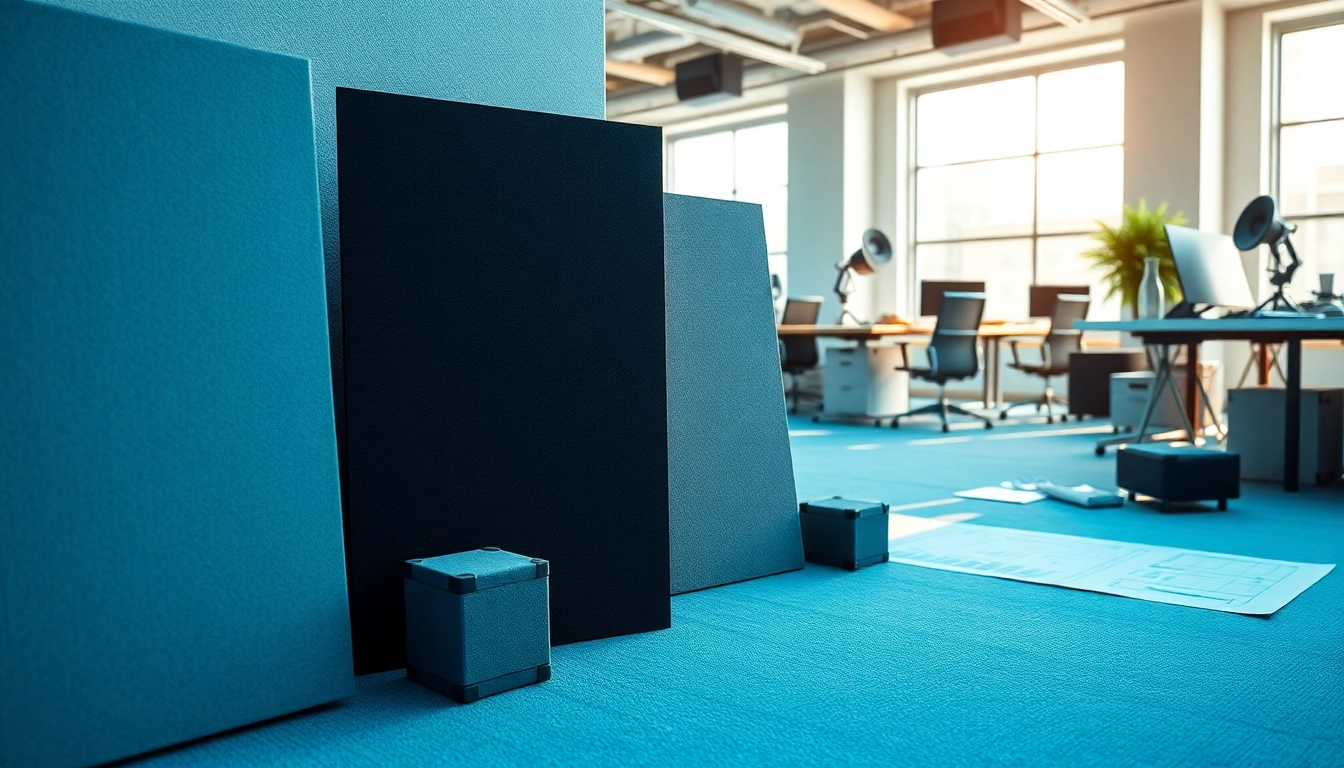 Showcasing various Sound and Vibration Control Products in a modern office setting.