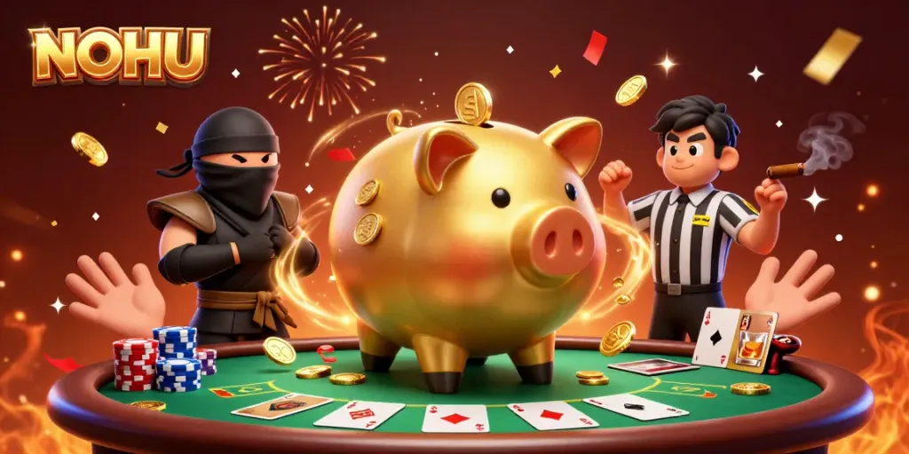 Experience thrilling jackpot action with NOHU in this vibrant 3D casino scene.