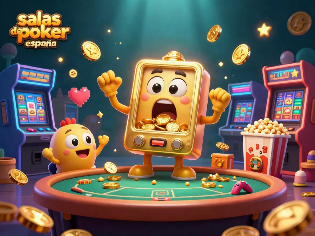 Juega en las salas de poker online en España con la máquina tragamonedas dorada ganando su premio.