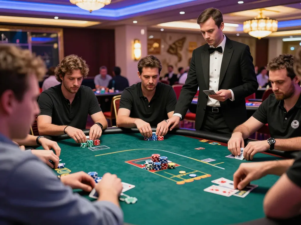 Players strategizing at a poker table, showcasing the iwinnet excitement of competitive gambling