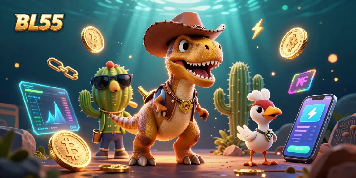 Engage with exciting gameplay at BL555, where a T-Rex cowboy and friends enjoy immersive betting action.