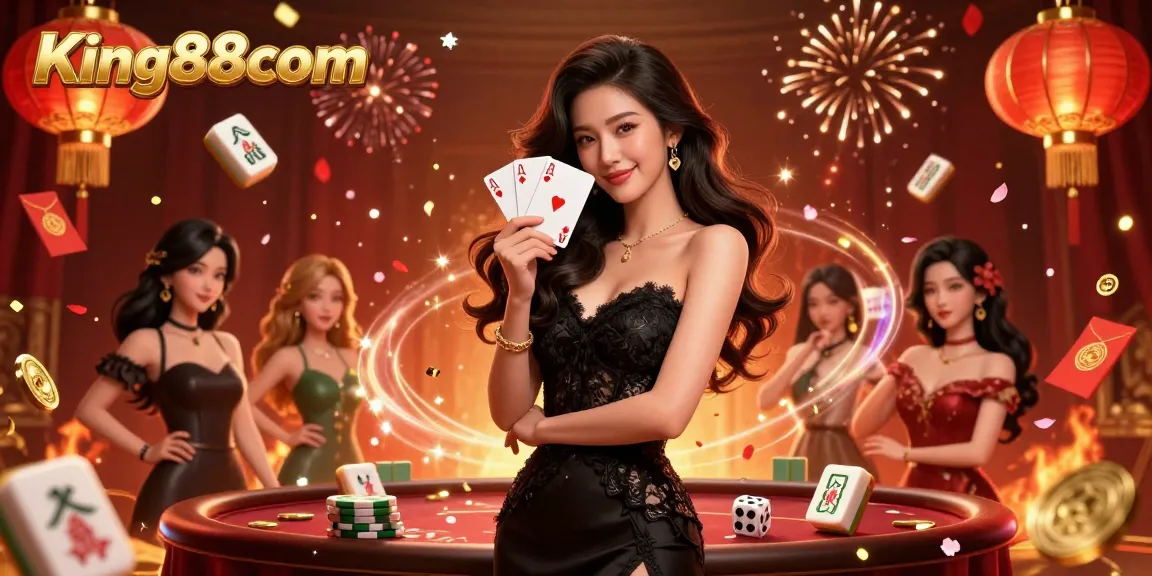 Experience the thrill of gaming at King88com with an elegant dealer and casino vibes.